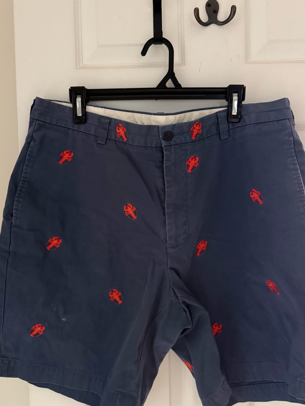 Brooks Brothers Navy Blue Shorts with Red Lobster Embroidery